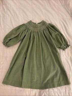 Mom & Me Girls' Olive Green Smocked Long-Sleeve Dress Sz 3T NWOT